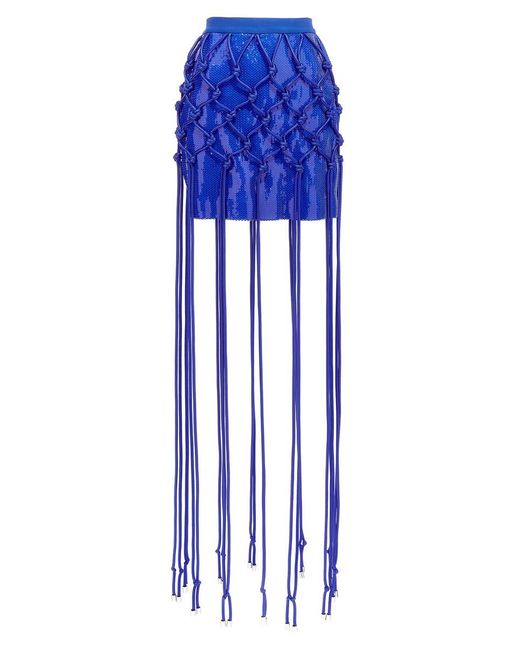 David Koma Fish Net Layered Skirts Blue