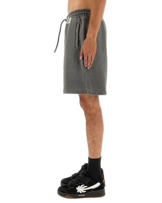 Palm Angels Gray Shorts With Logo for men
