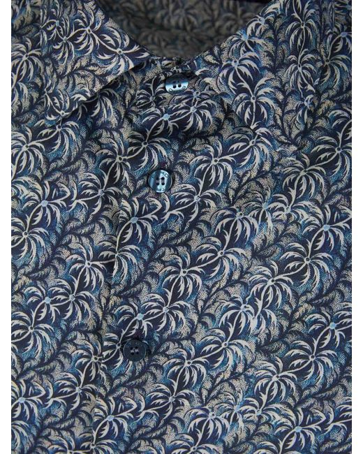 Etro Blue Coconut Tree Cotton Shirt for men