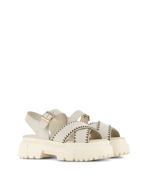 Hogan Natural And Leather Sandals