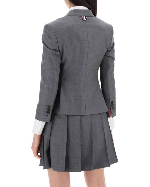 Thom Browne Gray Single-Breasted Cropped Jacket