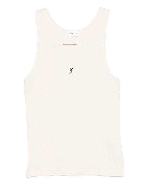 Saint Laurent White Cream Cotton Tank Top