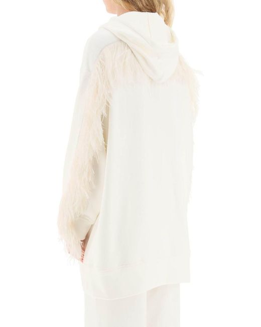 N°21 White Oversized Hoodie With Feathers