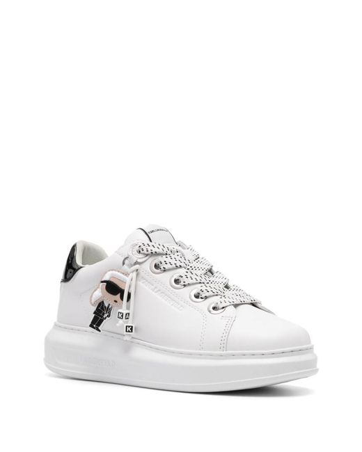 Karl Lagerfeld White K/ikonic Kapri Leather Sneakers