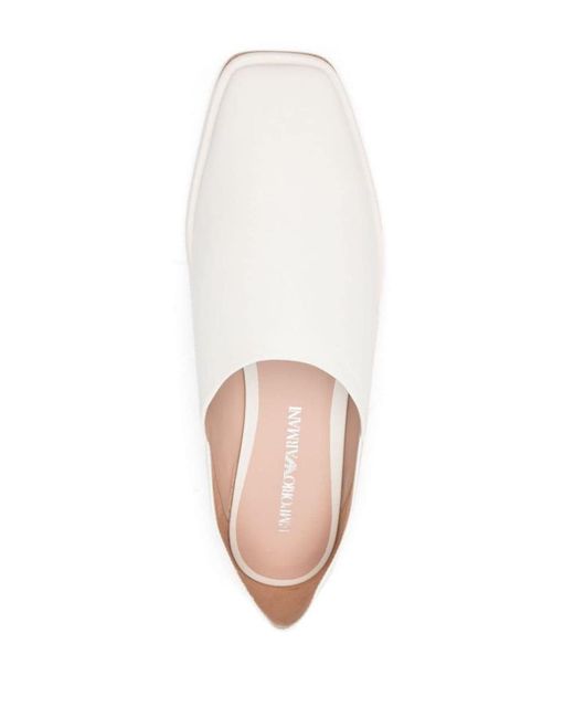 Emporio Armani White Leather Ballet Flats