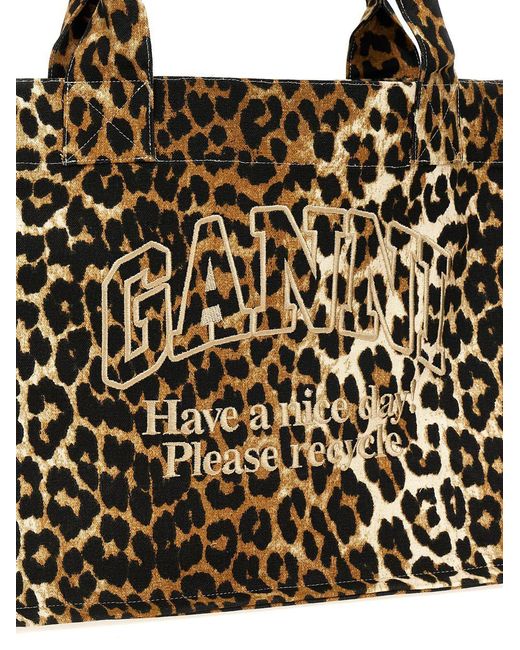 Ganni Shopping Leopard Embroidery Logo in Metallic | Lyst UK
