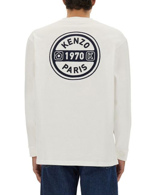 KENZO White Long-Sleeved T-Shirt for men