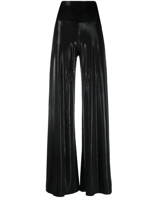 Norma Kamali Black High-Waisted Flared Trousers