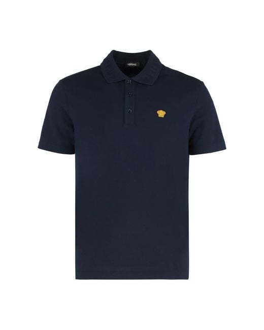 Versace Blue Embroidered Polo Medusa for men