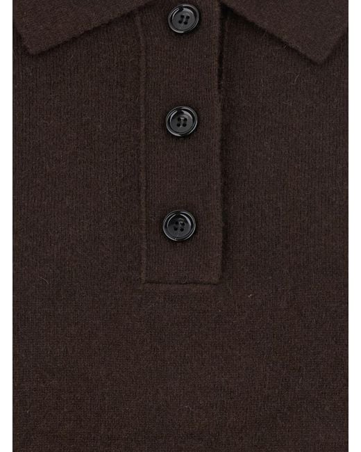 Allude Black Polo Shirt With Classic Collar And Ribbed Trims