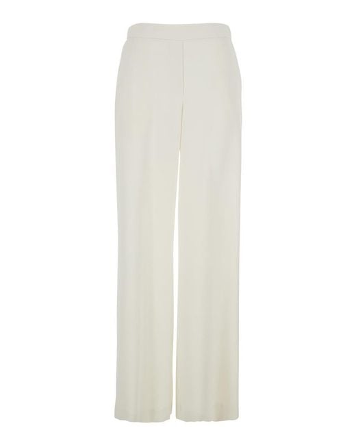 P.A.R.O.S.H. White Pants With Elastic Waist And Wide Leg