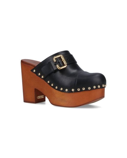 Chloé Brown Jeannette Clog Pumps