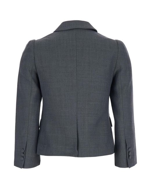 ShuShu/Tong Black Jacket With Notched Revers And V Neck