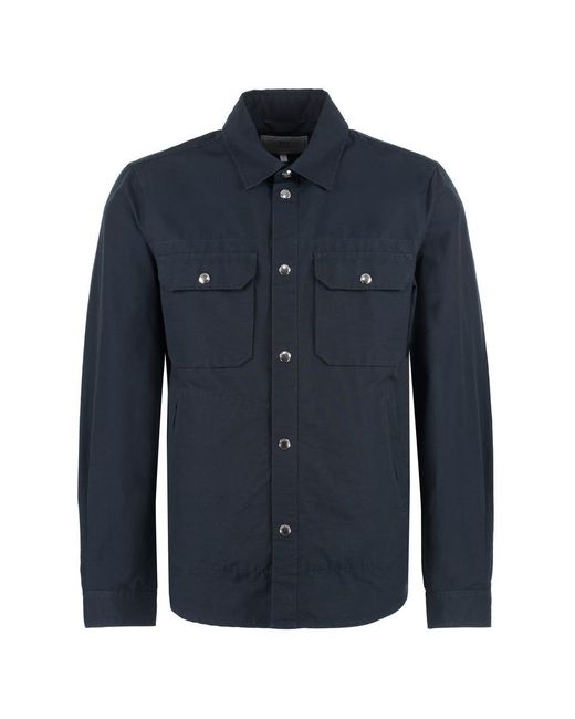 Woolrich Blue Technical Fabric Overshirt for men