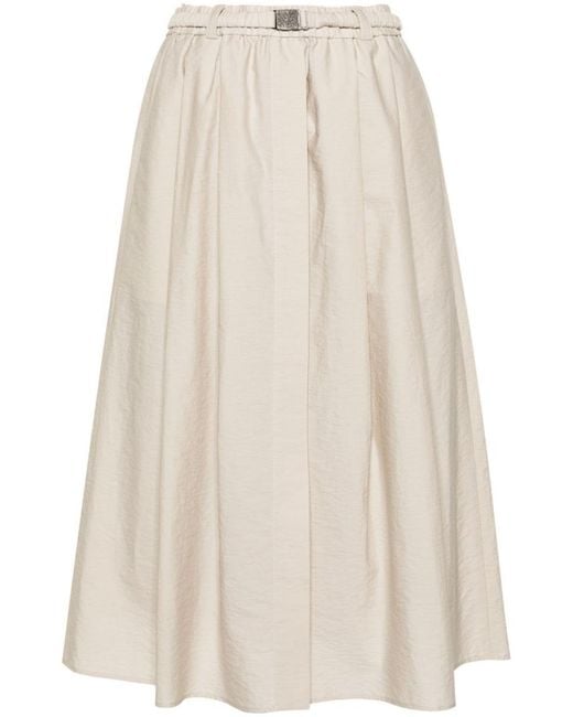 Brunello Cucinelli Natural Cotton Blend Midi Skirt