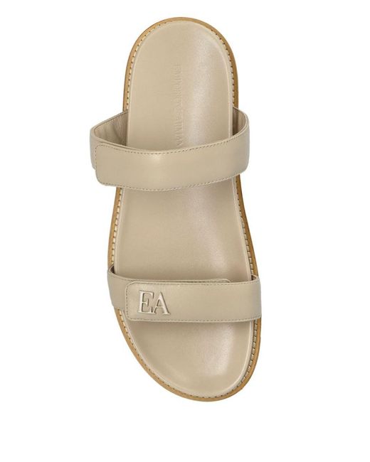 Emporio Armani White Leather Flat Sandals
