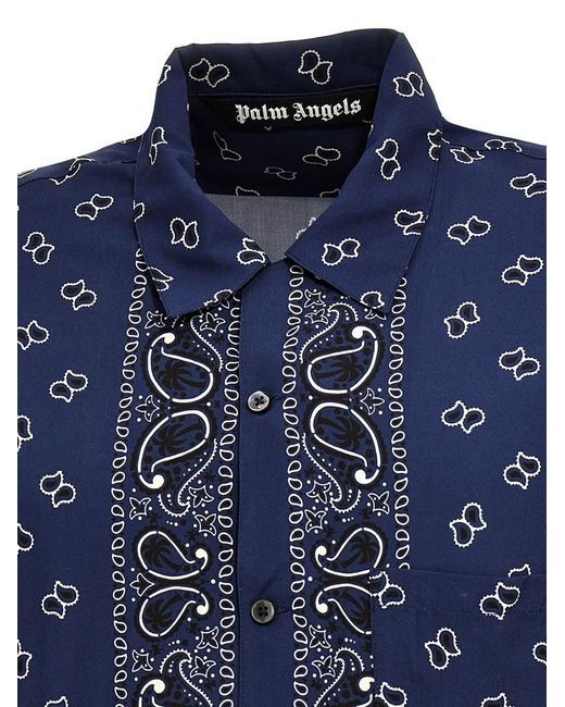 Palm Angels Blue 'Paisley Bowling' Shirt for men