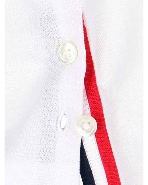 Thom Browne White Logo Polo Shirt for men