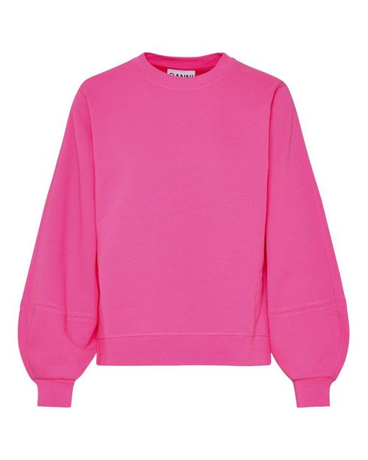Ganni Pink Fuchsia Cotton Blend Sweatshirt