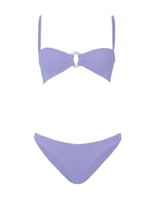Hunza G Blue Misty Bikini With Pearl Circle Lilac