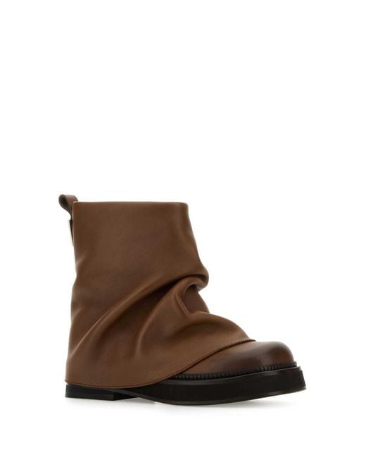 The Attico Brown Caramel Leather Mini Robin Ankle Boots