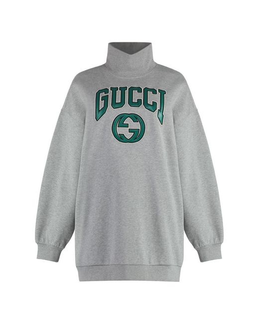 Gucci Gray Jersey Sweatshirt With Embroidery