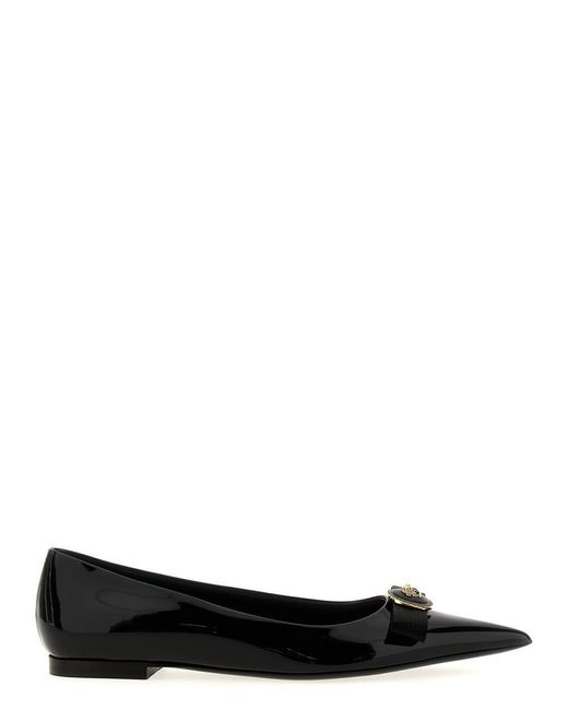 Versace Black Gianni Ribbon Flat Shoes