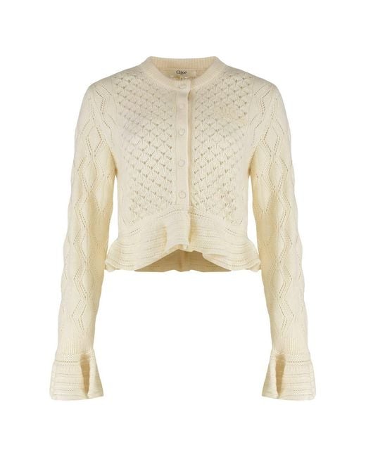 Chloé White Cotton Blend Cardigan