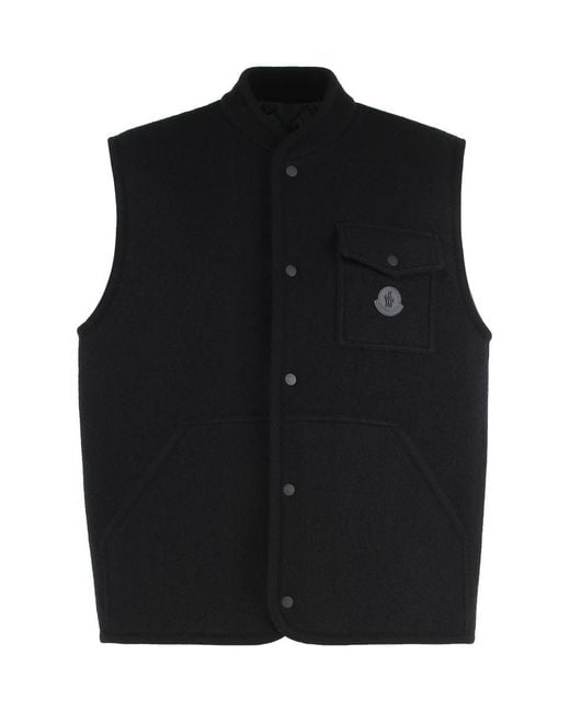 Moncler Black Boucle Wool Gilet for men
