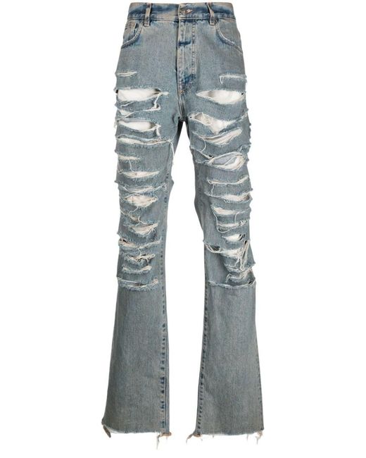 424 Blue Ripped Denim Jeans for men
