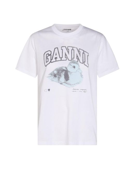 Ganni White T-Shirts And Polos