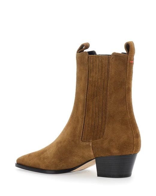 Aeyde Brown Ankle Boots With Elastic Side Panel