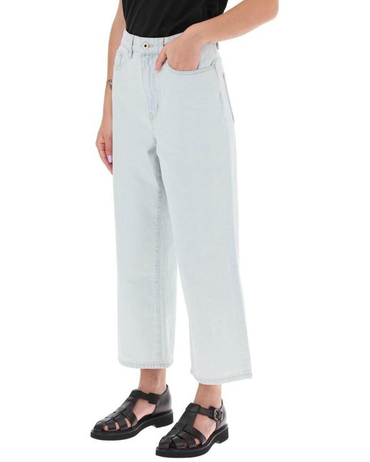 KENZO Blue 'sumire' Cropped Jeans With Wide Leg