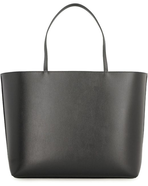 Dolce & Gabbana Black Dg Logo Leather Tote Bag