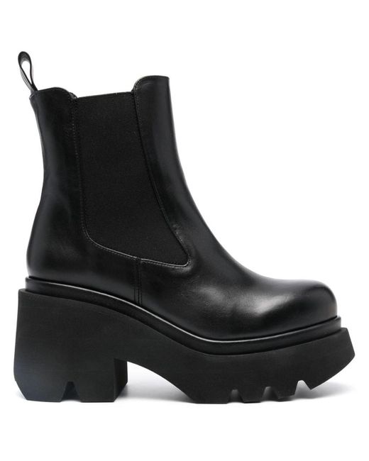 Paloma Barceló Black Leather Heel Ankle Boots