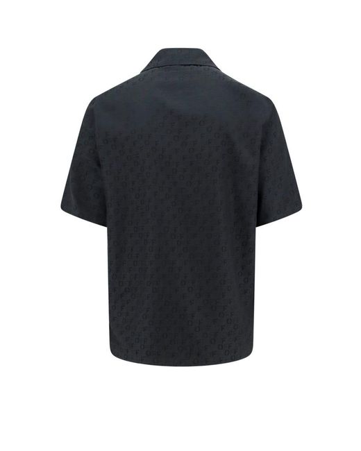 Off-White c/o Virgil Abloh Black Logo-jacquard Camp-collar Shirt for men