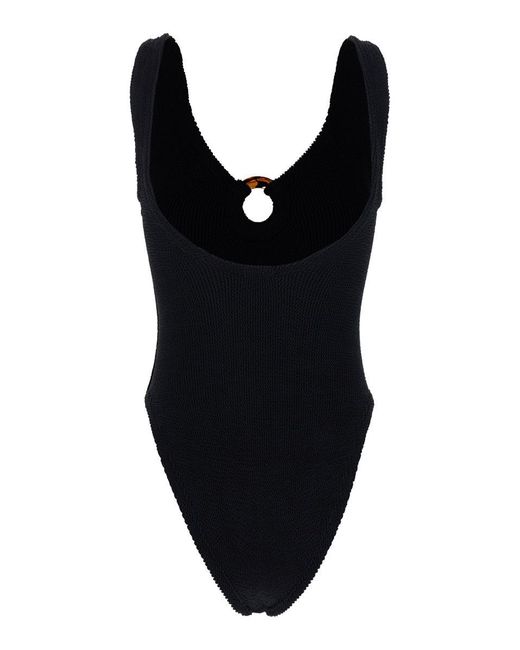 Hunza G Black 'Celine' One-Piece Swimsuit With Ring Detail