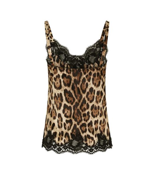 Dolce & Gabbana Black Leopard Print Silk Top