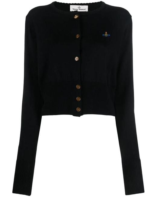 Vivienne Westwood Black Bea Wool Cropped Cardigan