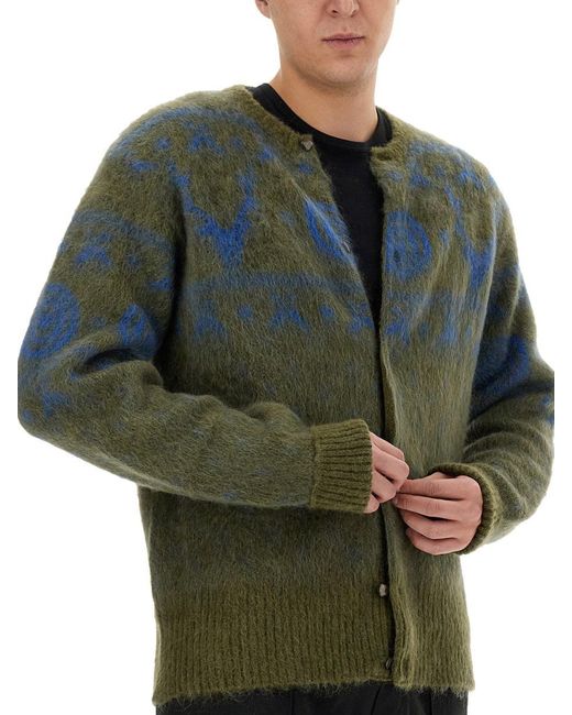 South2 West8 Green Mohair Blend Cardigan for men