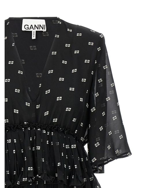 Ganni Black Logo Dress