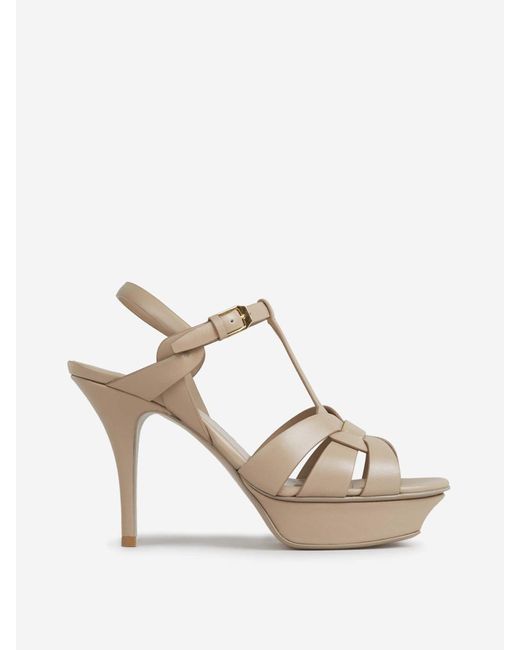 Saint Laurent Natural Tribute Heeled Sandals