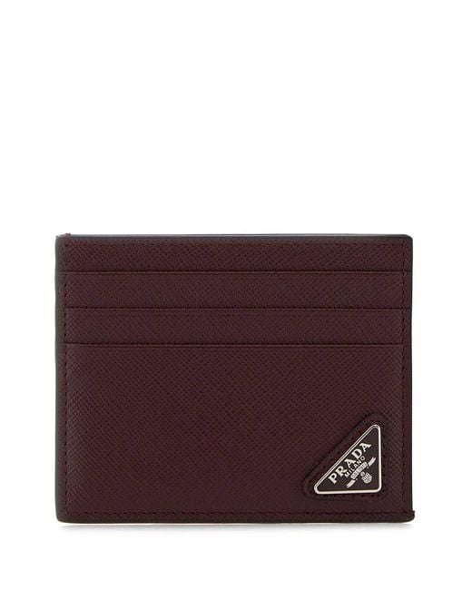 Prada Purple Saffiano Leather Card Holder for men
