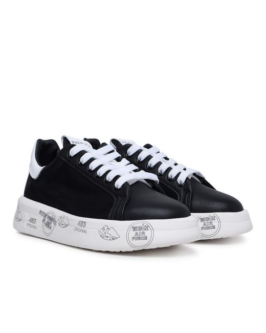Premiata Black 'belle' Sneakers In Leather And Fabric