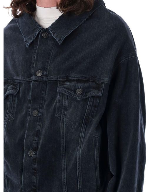 Balenciaga Blue Off-Shoulder Denim Jacket for men