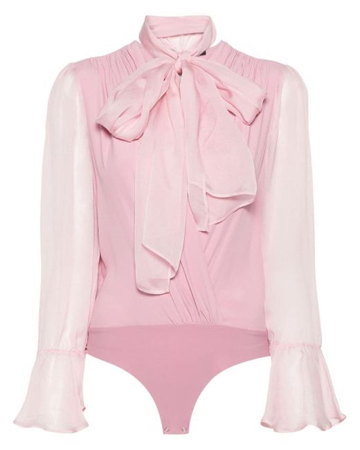 Pinko Pink Draped-detail Bodysuit