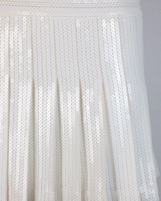 P.A.R.O.S.H. White Pleated Sequin Embellished Skirt