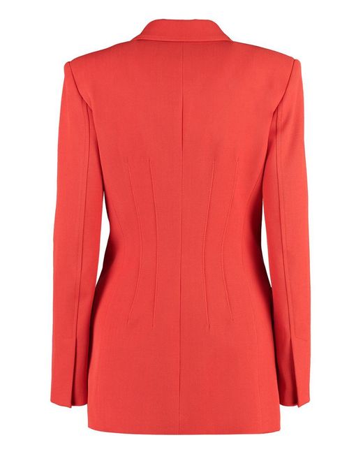 Genny Red Double-Breasted Wool Blazer