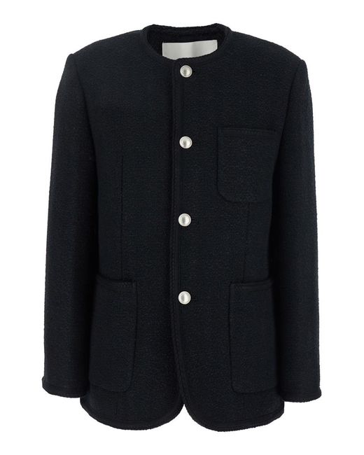 DUNST Black Oversize Collarless Jacket