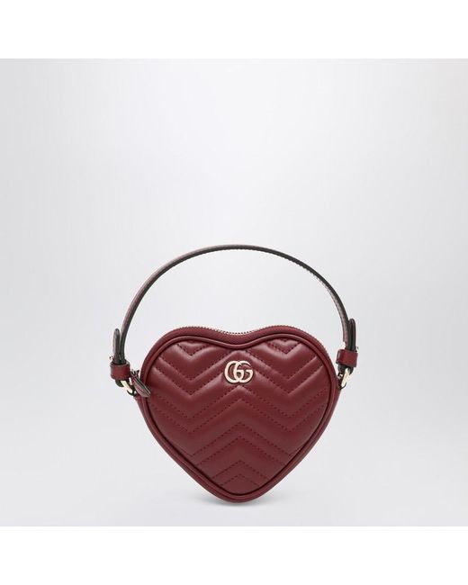 Gucci Red Heart-Shaped Gg Marmont Mini Bag Rosso Ancora